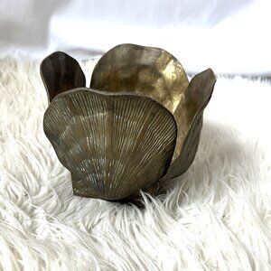 Vintage MCM Hollywood Regency Brass Clam Shell Planter